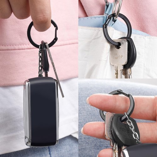 Bedkou Titanium Carabiner Keychain Clip,Quick Release Car Key Chain Rings,Small Carabiner Hooks Keychain for Traveling 5 Pack Black