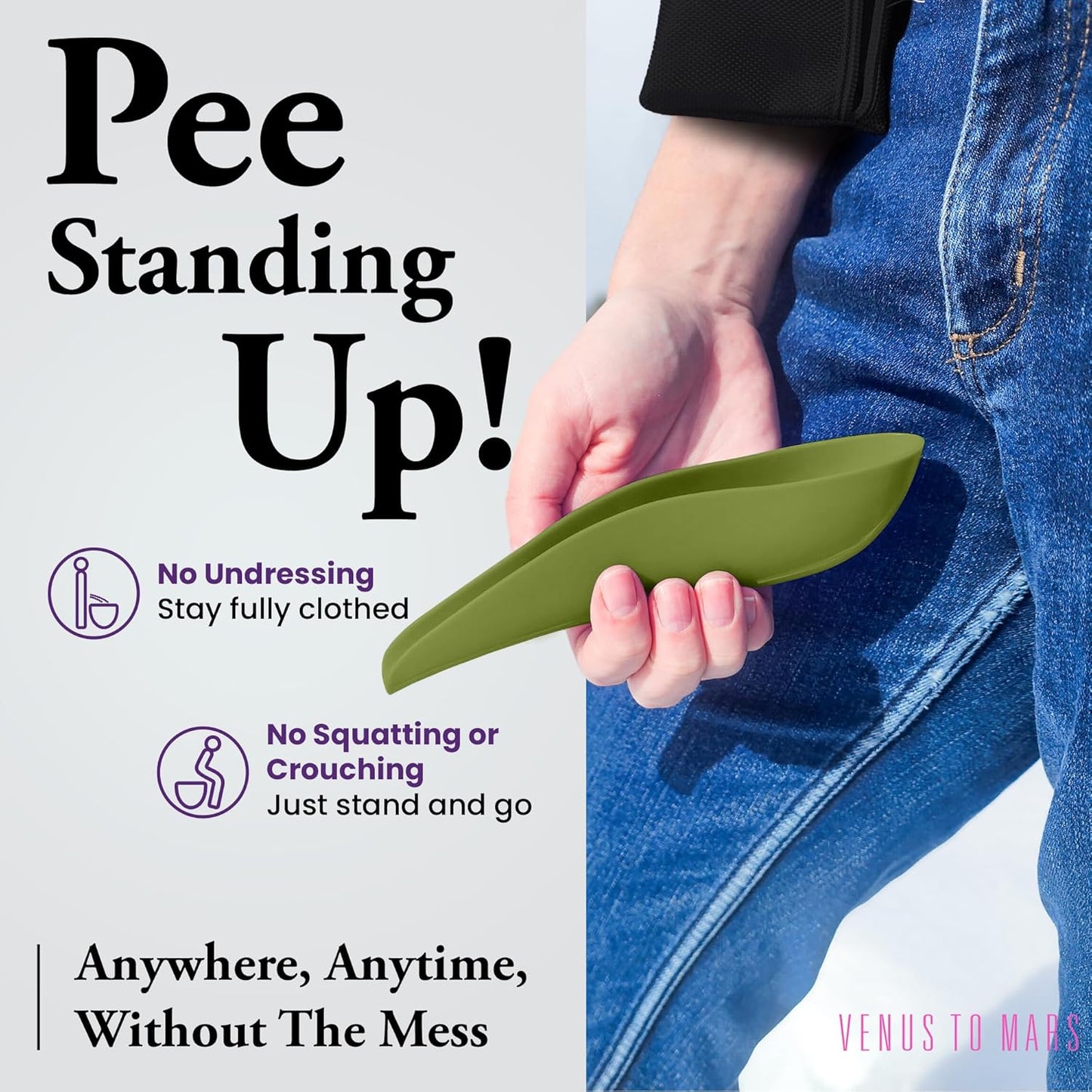 VENUS TO MARS Female Urinal | Female Urination Device | Womens Pee Funnel for Camping - Car - Travel - Festivals - Porta Potty - Outdoor Activities