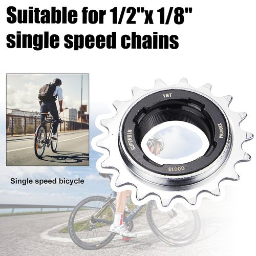 MAKELEN Single Speed Bike Freewheel 18T Compatible with 1/2'' x 1/8'' Bicycle Freewheel Threaded Type Freehub Replacement Parts