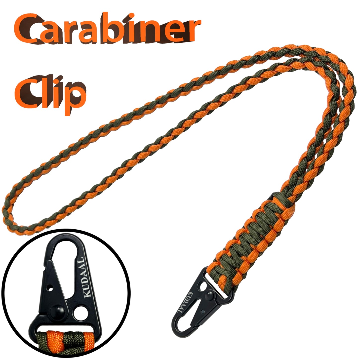 KUDAAL Paracord Lanyard Keychain (Orange, Green) - Heavy Duty for Outdoor Enthusiasts, Everyday Users