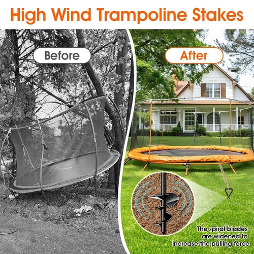 Ground Anchors Tent Stakes Trampoline Anchors Heavy Duty Screw in 4 Pack, Tent Stakes High Winds Heavy Duty for Camping Tent, Canopies, Carports, Sheds, Swing Sets,14in Ground Anchors