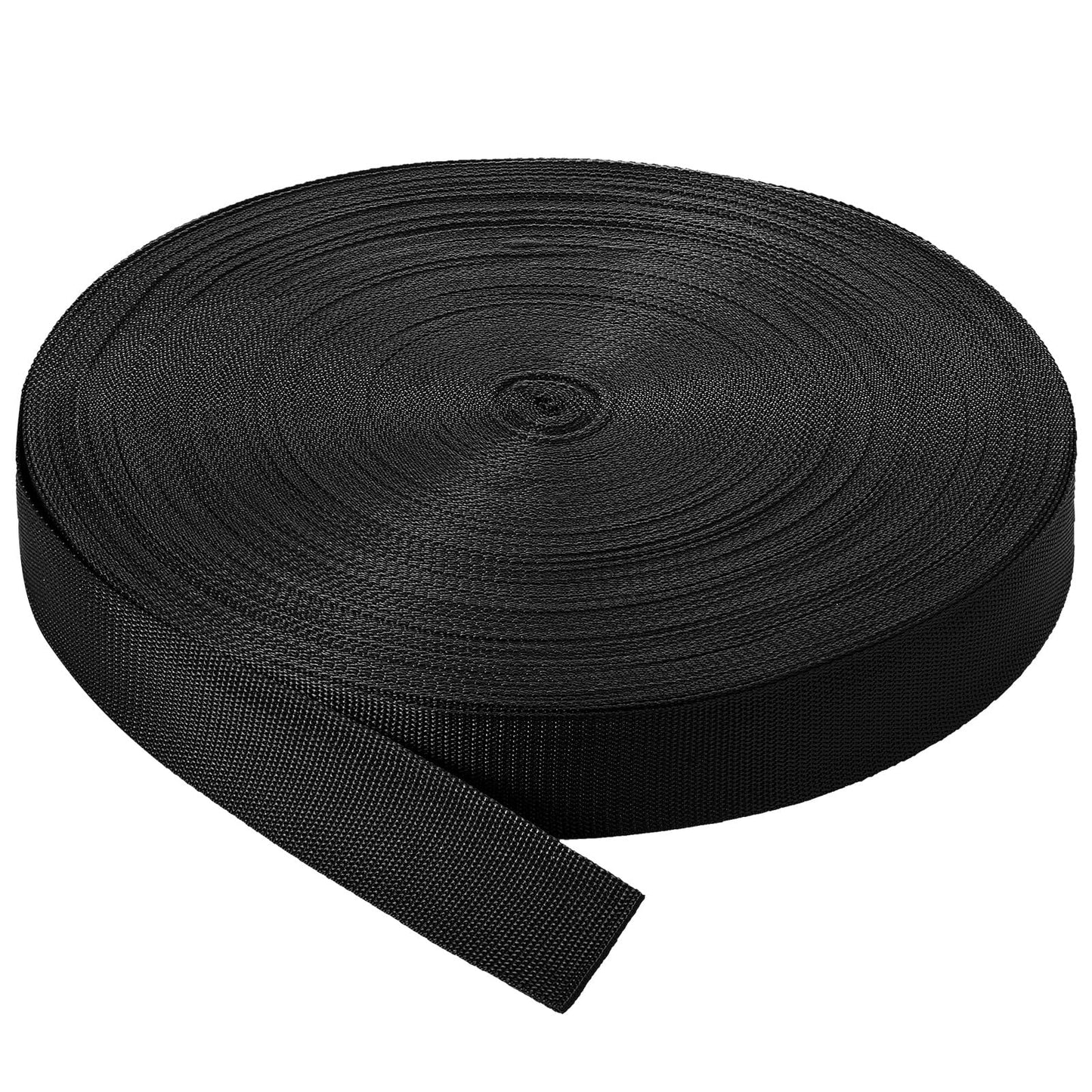 Canlierr 110 Yards Webbing 2 Inch Heavyweight Polypropylene Webbing Strap Fabric Flat Rope Strap Heavy Duty Poly for Gear Repairing DIY Craft(Black)