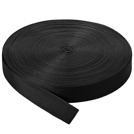 Canlierr 110 Yards Webbing 2 Inch Heavyweight Polypropylene Webbing Strap Fabric Flat Rope Strap Heavy Duty Poly for Gear Repairing DIY Craft(Black)