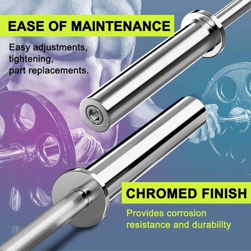 Olympic Barbell With EZ Curl Bar - 2 Inch Sleeve, Knurled Grip, Bearings - Weightlifting Bar for Strength Training, Home Gym Use