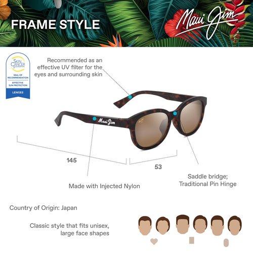Maui Jim Ihupani AF Round Sunglasses, Matte Dark Havana/Hcl Bronze Polarized, Large