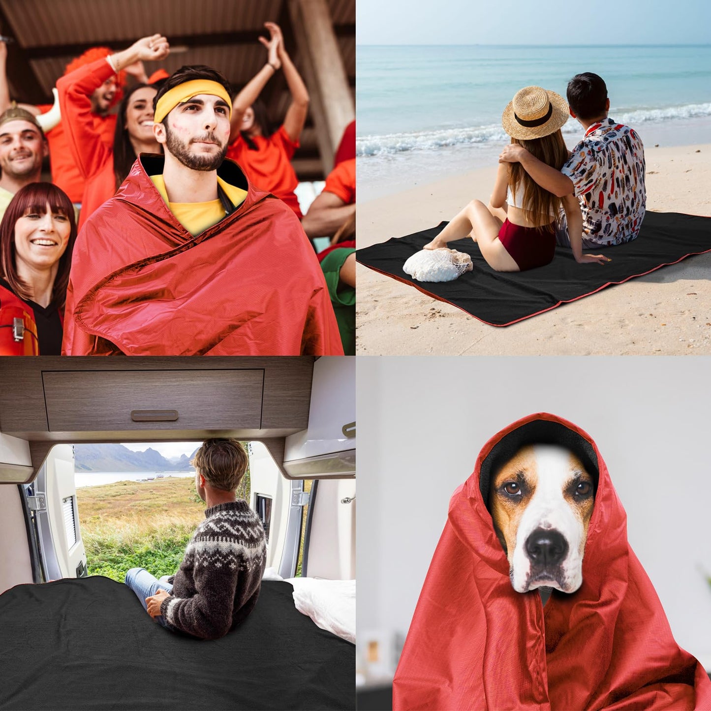 KawaGebo Kamp Fleece Waterproof Outdoor Blanket, Windproof Stadium Blanket for Camping, Picnics, and Sports Stay Dry and Comfortable 80"x58"