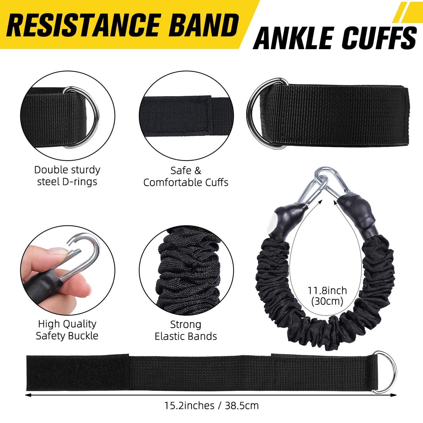 Ankle Resistance Bands with Cuffs Ankle Bands for Working Out Legs Resistance Bands for Hip Glutes Booty Training Workout Equipment for Fitness Shaping Ankle Straps with Resistance Bands for Women Men