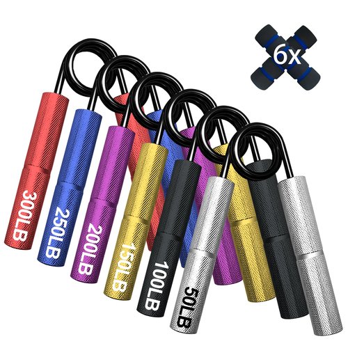 Grip Strength Trainer,50-300LB (6 Pack) Grip Strength Trainer Set,No Slip Grip Trainer,Hand Workout Squeezer Grip Strengthener,Home Gym Training,for Strength Training, Exercise, Injury Recovery
