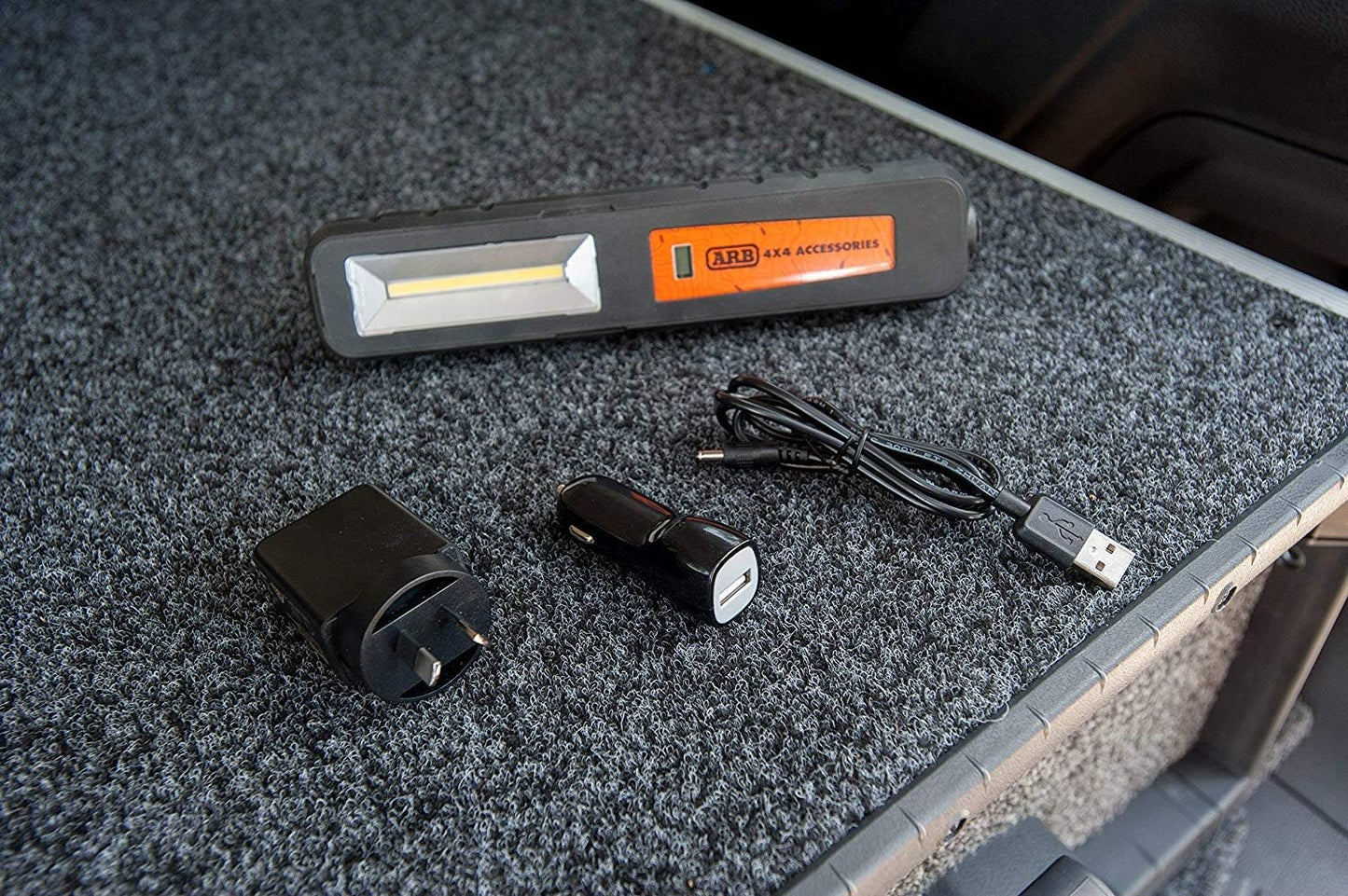 ARB ADVENTURE LIGHT 600 LUMEN RECHARGABLE FLASHLIGHT, HEAVY DUTY LED LANTERN WORK LAMP, WITH HOOKS AND STRONG MAGNETS (10500060A)