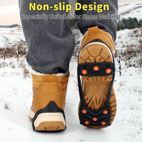 Xproutdoor Crampons Ice Cleats Snow Grips, Anti-Slip Traction Lightweight Portable for Walking on Snow & Ice, for Shoes/Boots