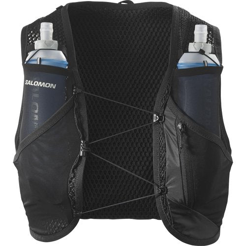 Salomon Unisex Active Skin 8, Hydration & Storage Vest with 500ml Flasks Included - Black / Metal - XS