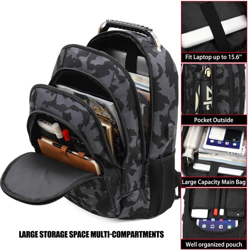 Yuanhees Camo Backpack for boys, Teen Boys Backpacks for School,Camo Bookbag for kid,Small Tactica Backpack for outdoor,with USB Charging Port,40L