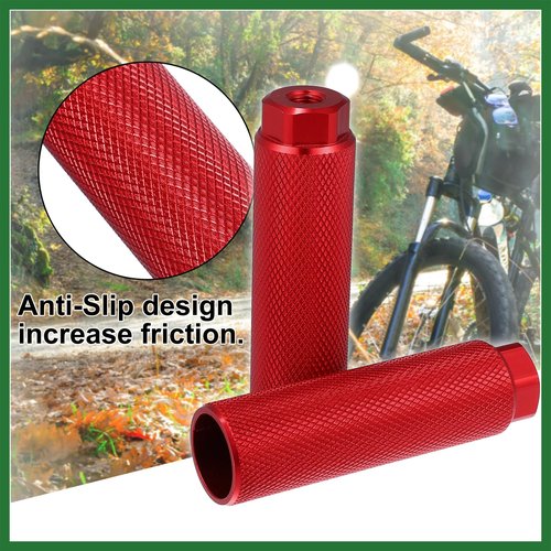 Motoforti 2 Pair 100x28mm Universal Aluminum Alloy Axle Rear Foot Pegs Footrests for BMX MTB Bike Bicycle Fit 3/8 Inch Black Red Long-Lasting