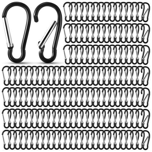 Yaocom 300 Pcs 2" Carabiner Bulk Spring Snap Hooks Bulk Aluminum Alloy Clip Keychain for Hanging Camping Hiking Traveling Fishing Outdoor Activities(Black)
