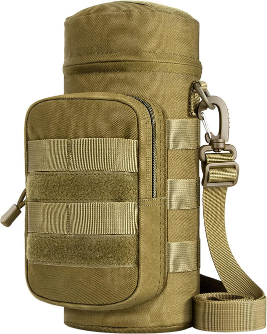 IronSeals Tactical Molle Water Bottle Holder Pouch Hydration Carrier Bag with Detachable Shoulder Strap