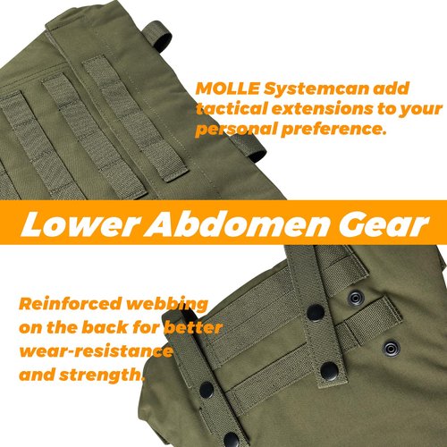 ULIONTAC Tactical Crotch Protective Panel - Lower Abdomen Platform Groin Protector 500D Nylon Molle Strap with Foam Inset Padding (RG)