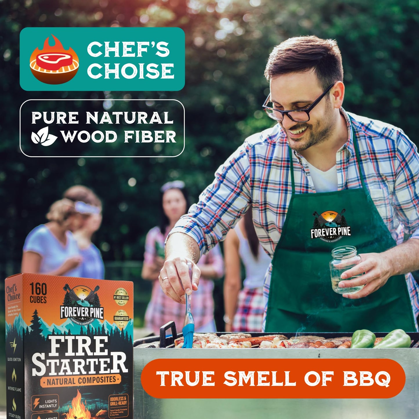 Fire Starter Cubes, 32 pcs - Easy BBQ Ignition - Natural, Waterproof & Odorless Firestarter Squares for Campfire, Charcoal Grill, Outdoor Fire Pit, Wood Stove, Fireplace, Logs - Camping Essentials