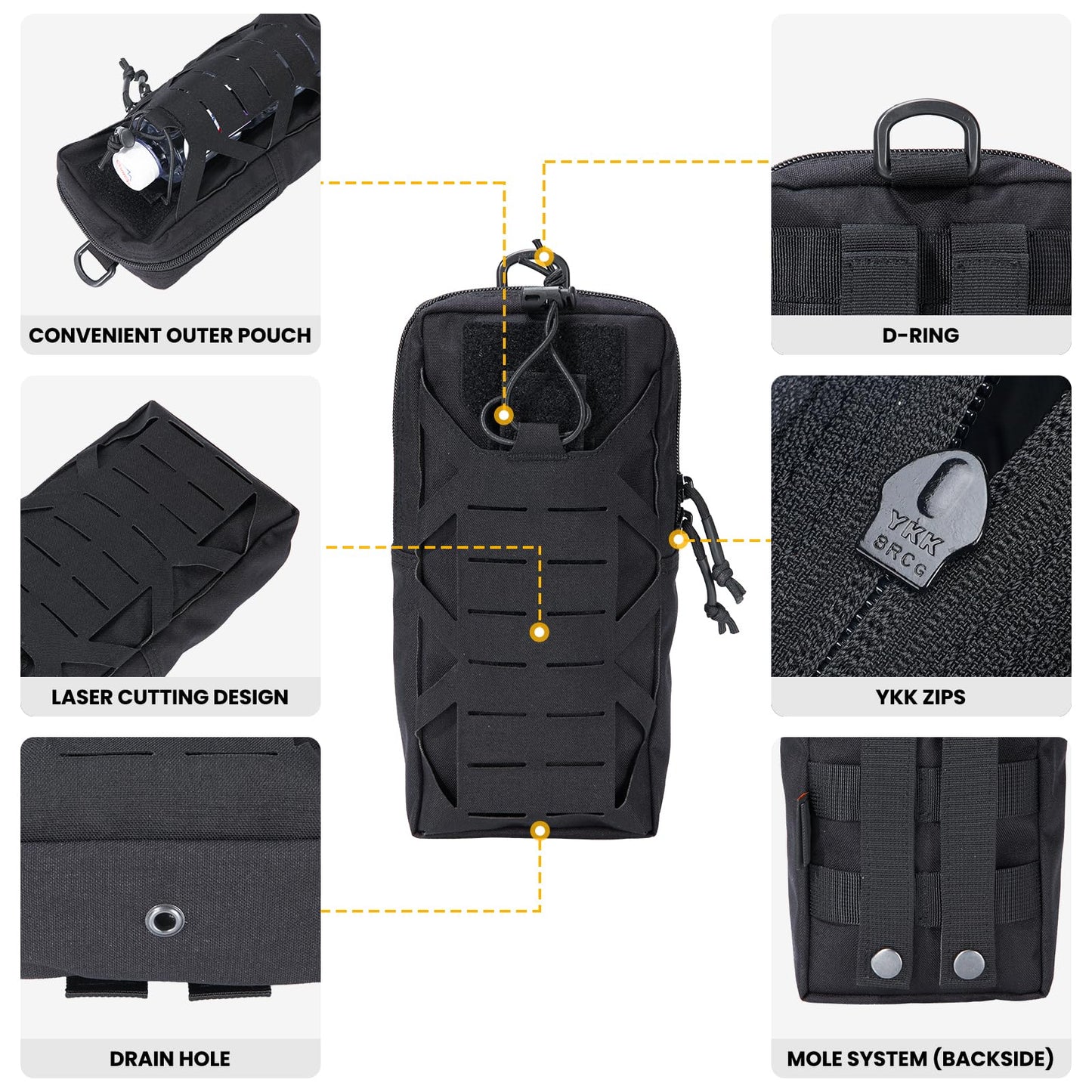EXCELLENT ELITE SPANKER Tactical EDC Pouch Molle Utility Tool Pouches Gadget Organizer Pocket Waist Belt Bag(Black)
