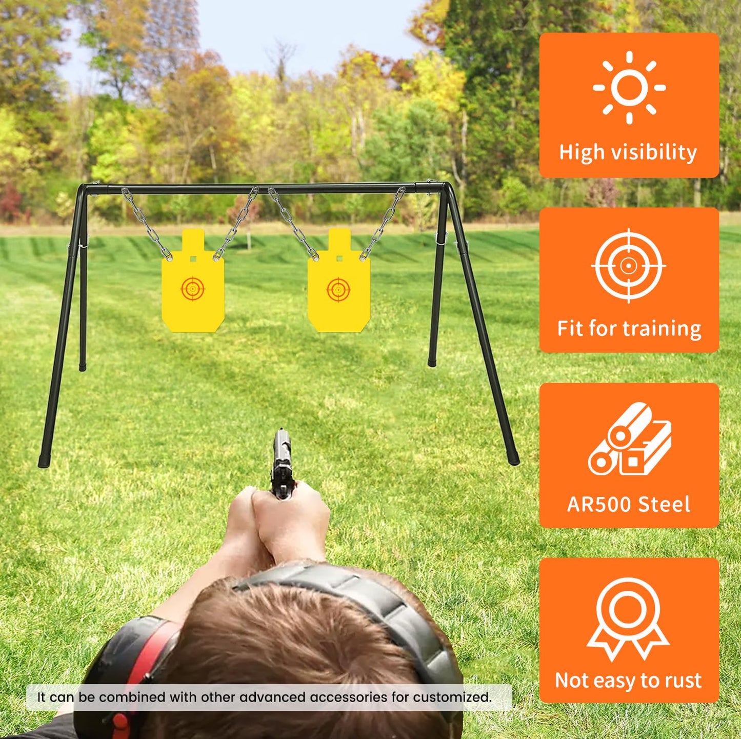 AR500 Steel Targets for Shooting 3/8" Thick 10"x 16" Metal Targets for Shooting Range Reactive Shooting Targets Laser Cut Fluorescent Yellow