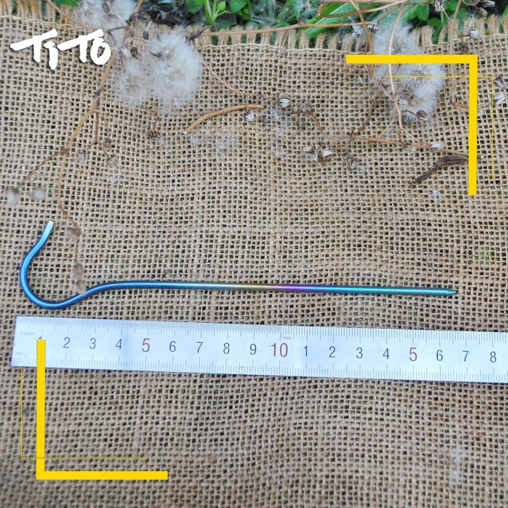 TITO Titanium Shepherd's Hook Tent Stakes Tent pegs Nail pegs Dia 3.0mm and Length 165mm only 6.1G.(Pack of 6) (Silver)