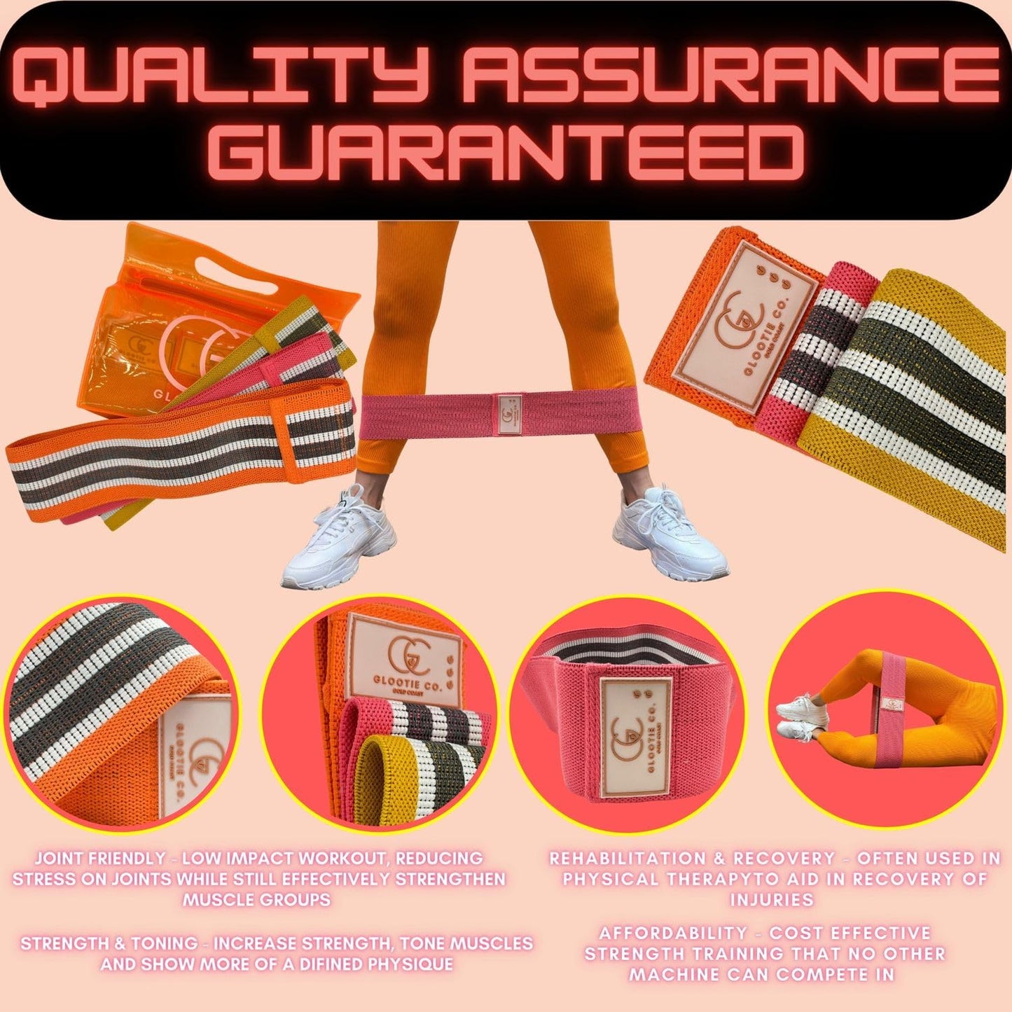 Fabric Resistance Bands for Working Out - Unbreakable Booty Bands Set - Exercise Bands for Resistance, Yoga, Pilates, Rehab and Home Workouts - Leg Workout for Women and Men