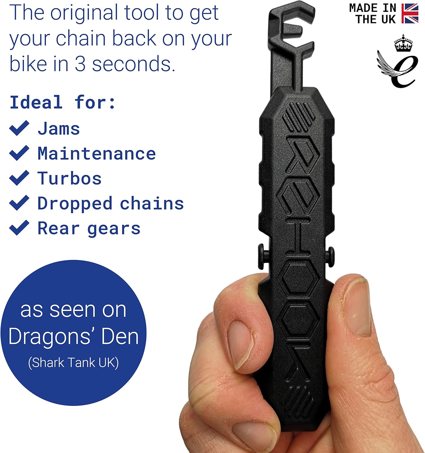 Rehook Original - Black Get Your Chain Back on Your Bike in 3 Seconds. Without The Mess Present for Any Cyclist or Gadget Lover