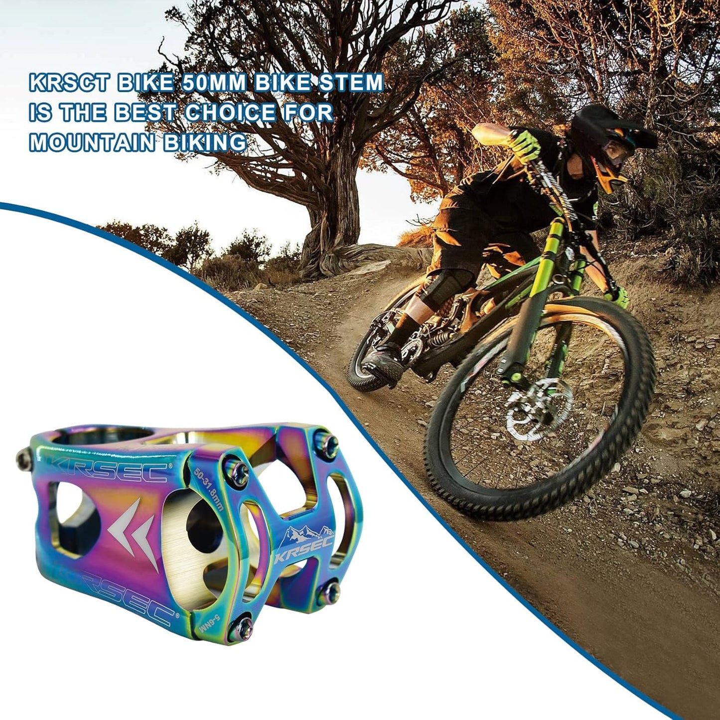 31.8 Stem 50mm Bike Stem Mountain Bike Stems Short Handlebar MTB Stem Aluminum Alloy for Most Bicycle,Road Bike,BMX,DH,FR,Fixie Gear Cycling Accessories