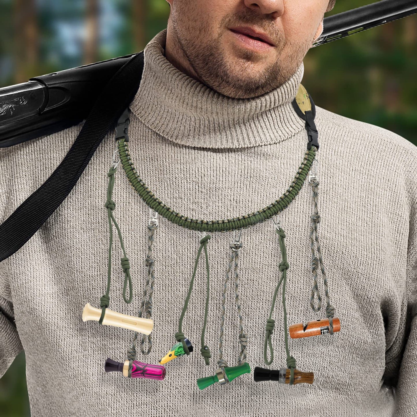 iHoven Military Grade Duck Call Lanyard - 550LB Paracord with 12 Adjustable Loops for Goose Calls, Predator Calls, Deer Calls & Dog Whistles | Perfect Hunting Accessory