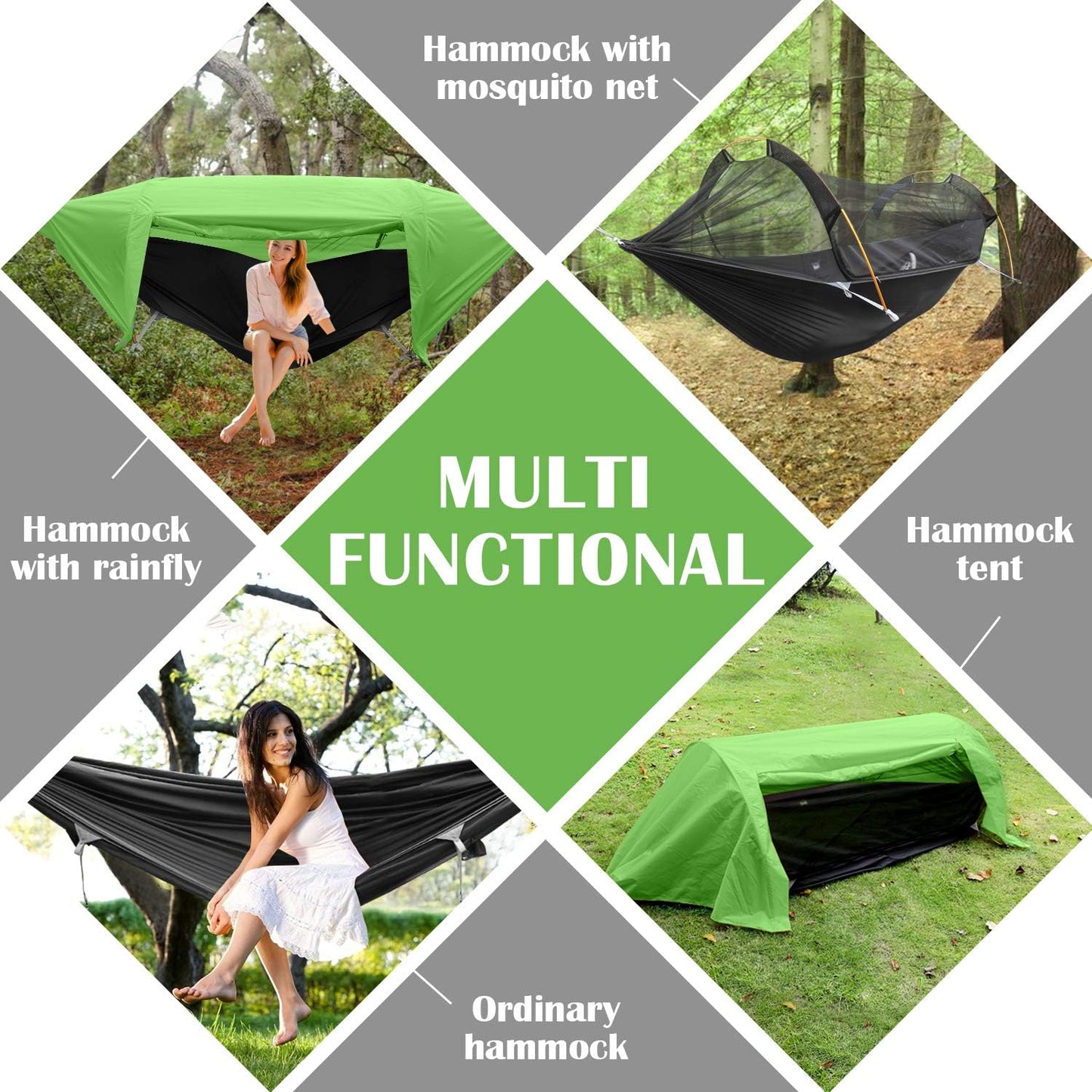 WintMing Hammock with Mosquito Net and Rain Fly Cover 3 in 1 Camping Hammock Tent 440lbs Load