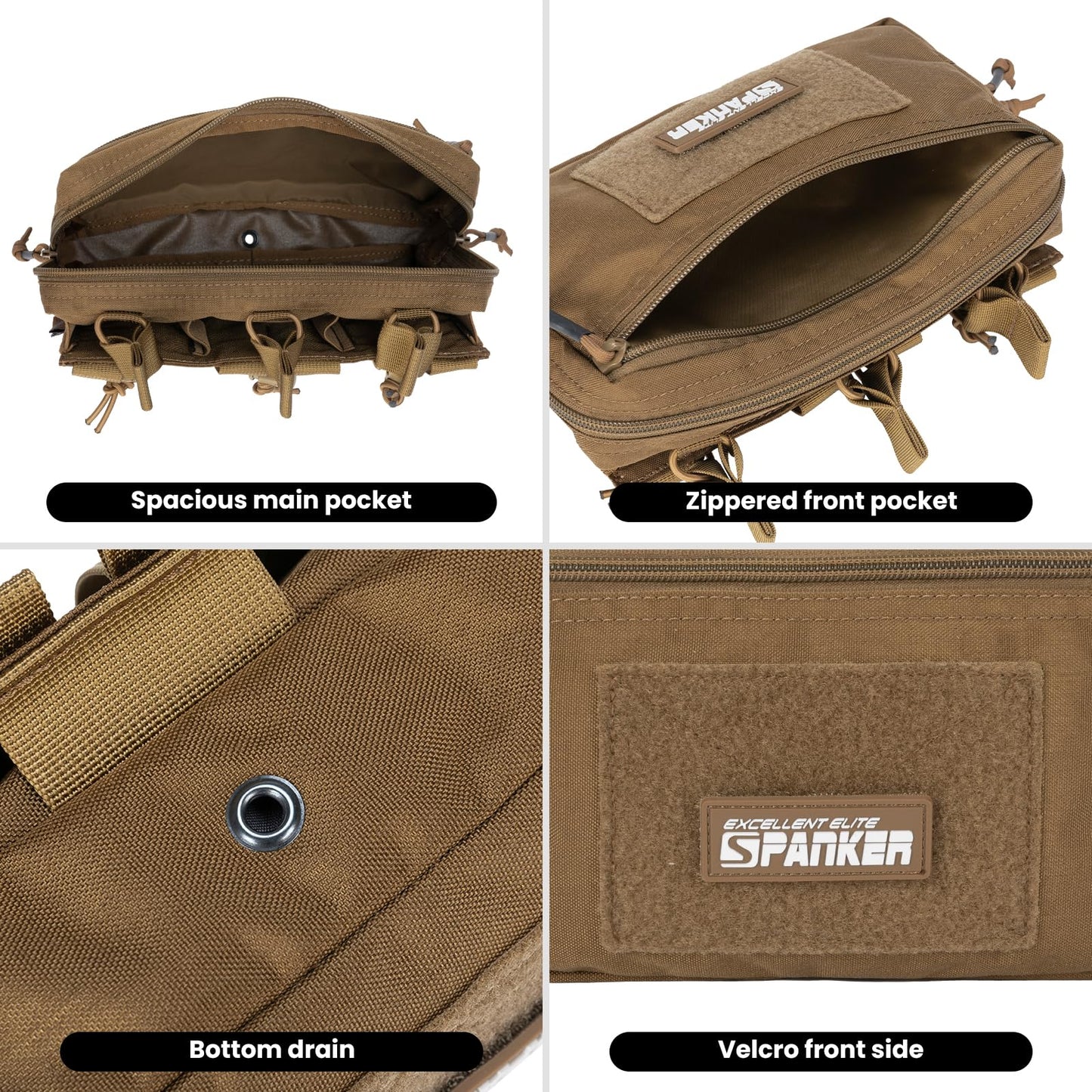 EXCELLENT ELITE SPANKER Tactical Mag Admin Pouch Molle Utility Tool Pouch Medical EDC EMT Bag with Triple Mag Pouch for M4 M16(Coyote Brown)