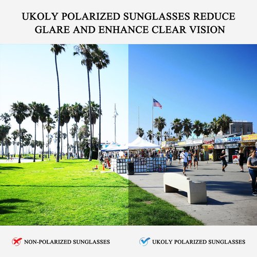 Ukoly Polarized Sports Sunglasses For Men Women,Sports Sunglasses For Baseball Running Cycling TR90 Frame UV400 Protection Black