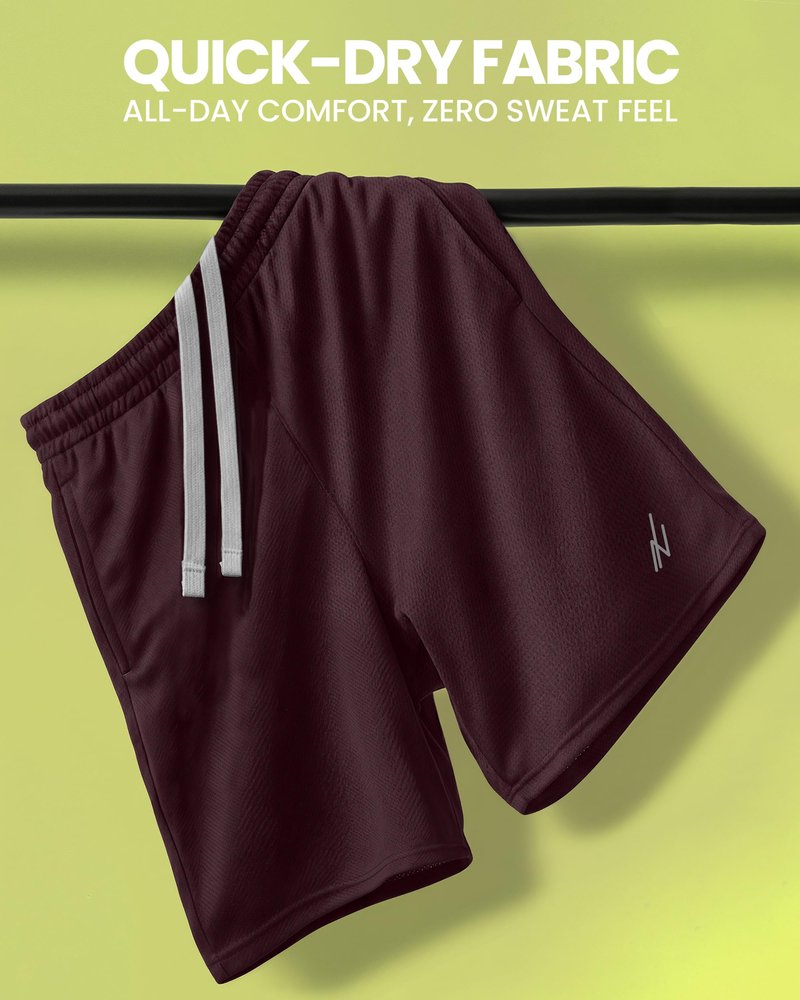 NY Threads Men's Athletic Shorts Quick Dry Loose-Fit Lightweight Running Workout Gym Shorts with Pockets, XX-Large, Burgundy
