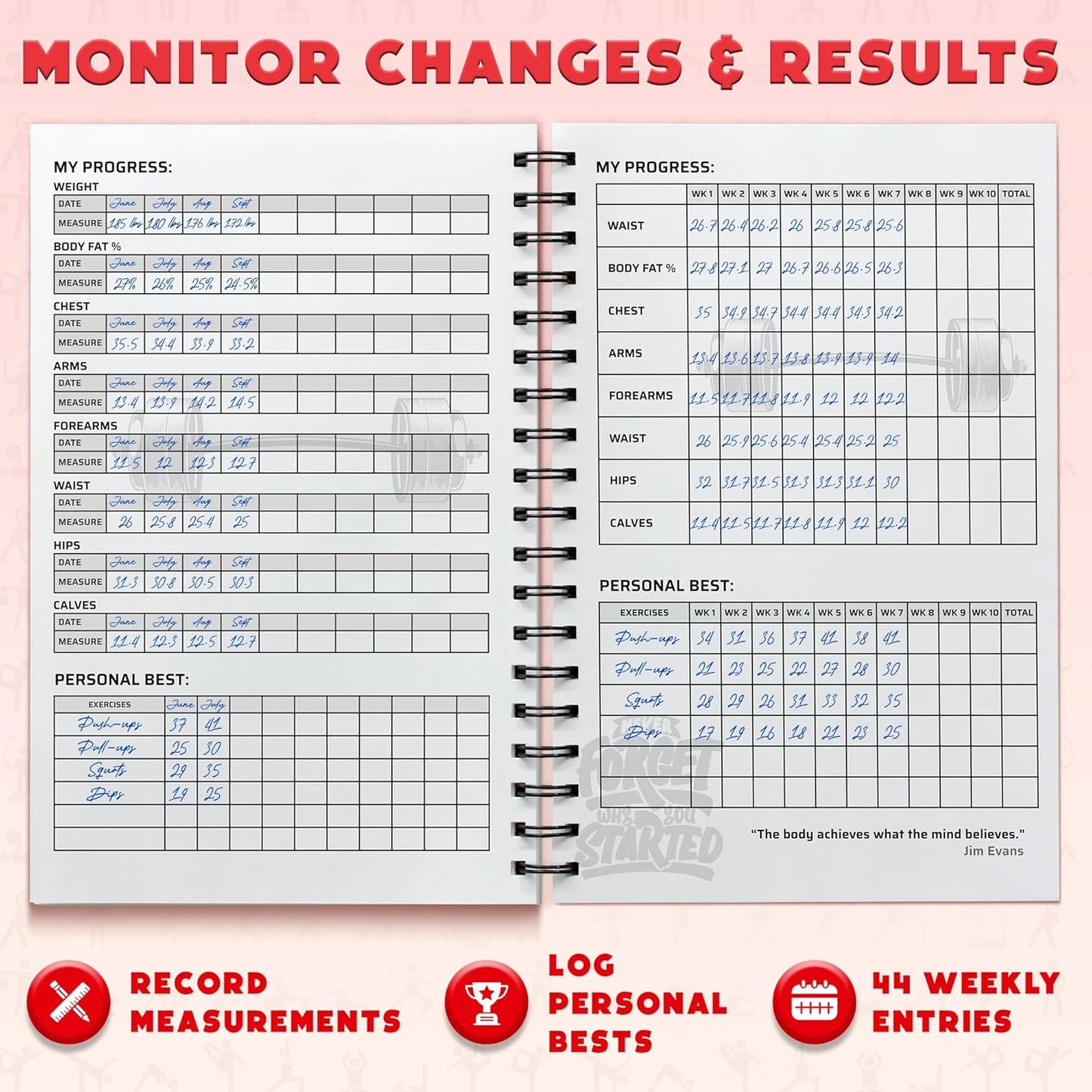 Workout Planner for Daily Fitness Tracking & Goals Setting - A5 Size, 6” x 8”, Charcoal Gray - Men & Women Personal Home & Gym Training Diary - Log Book Journal - by Workout Log Gym