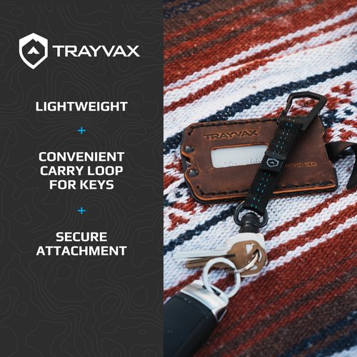 Trayvax Link Lanyard Keychain, Quick Release Climb-Spec Nylon Carabiner Key Chain for Men and Women, Stainless Steel, Black/Blue