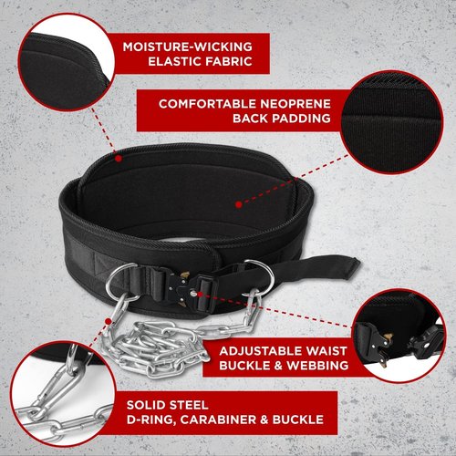 Yes4All Weight Durable Dip Belt With Chain/Portable Weight Lifting Belts/Multifunctional Wall Mounted Pull Up Bar/Chin Up Bar For Cross Training Home Gym Workout Strength Training Equipment