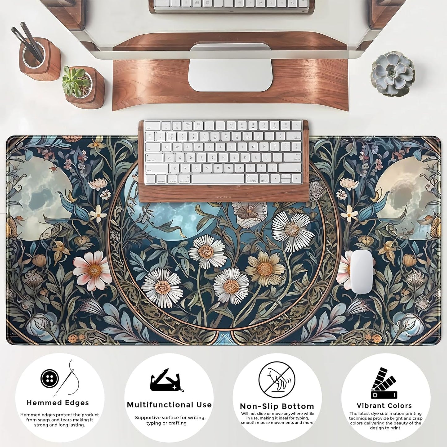 Japanese Desk Mat Riverside Full Moon Desk Pad Black Red Large Mouse Pad Gaming Mousepad Extended XXL Keyboard Pad 31.5 x 15.7 in Laptop Computer Mouse Keyboard Mat for Office Desk Decor