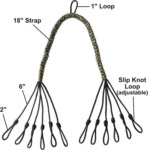 Duck Carrier - 12 Drops, Slip Knot - Bird Tote, Waterfowl & Goose Hanger, Game Tote, Paracord