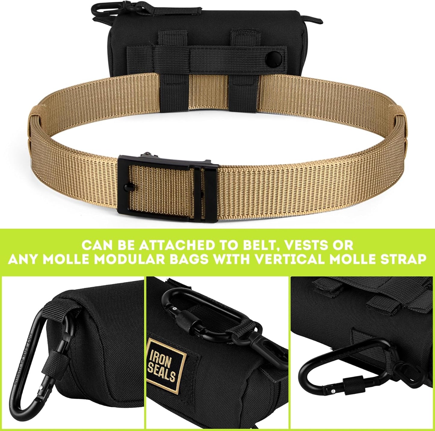 IronSeals Extra Large Tactical Molle Sunglasses Case Anti-Shock Semi-hard Clamshell Glasses Case, X-Large