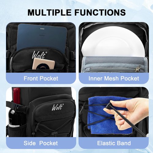 WOLT Cooler Backpack,24 Cans Insulated Backpack Cooler Leakproof,Lightweight Soft Cooler Bag,Camping Cooler,Large Capacity Beach Cooler,Waterproof Travel Lunch Backpack for Hiking