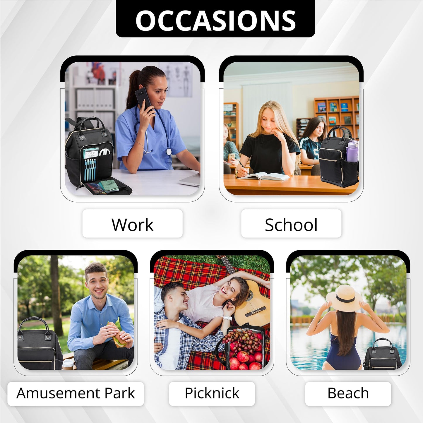 First Lifesaver Backpack Cooler, Lunch Bag with Insulated Leak-Proof Thermal for Women, Nurses, Nursing Students (Black Gold)