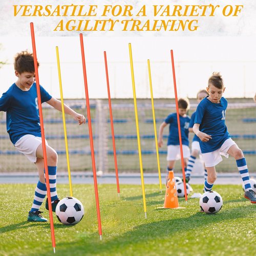 Silipull 4 Pcs Training Agility Poles 5ft Adjustable Soccer Training Poles Soccer Training Sticks Sports Speed and Agility Training Equipment for Football Sport Soccer Speed Training (Yellow, Orange)