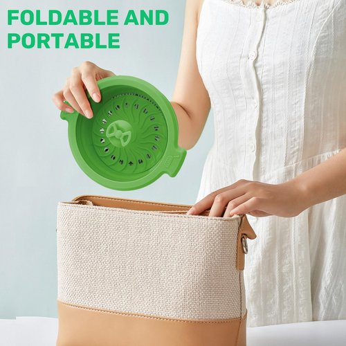 MORSNE Collapsible Silicone Bowls with Lids for Camping, Microwave, Travel & Outdoor Hiking - Green 2 Pack (0.8L+1.4L)