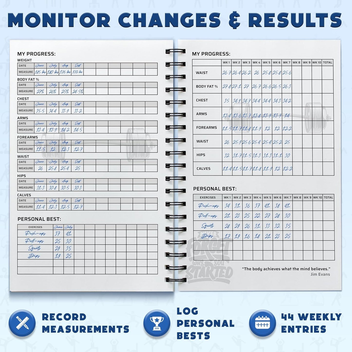 Workout Planner for Daily Fitness Tracking & Goals Setting - A5 Size, 6” x 8”, Charcoal Gray - Men & Women Personal Home & Gym Training Diary - Log Book Journal - by Workout Log Gym