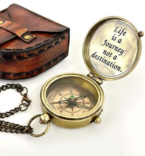 Unique Gifts for Men, Engraved Compass - Life is a Journey not a Destination - Unique Gifts for Fathers, dad, for him Gifts Husband, Husband