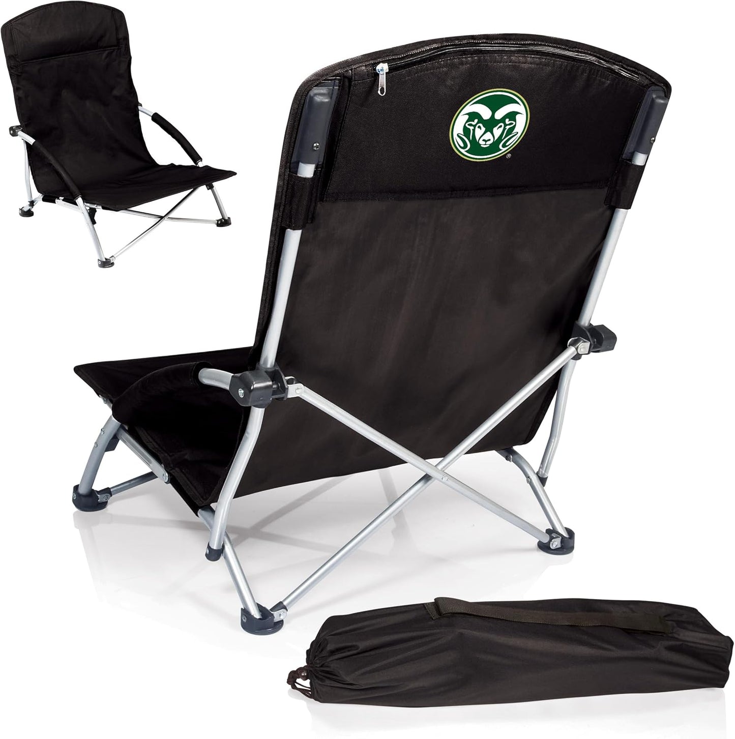PICNIC TIME NCAA Tranquility Beach Chair with Carry Bag - Low Beach Chair for Adults - Low Lawn Chair