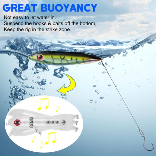 Catfish Float Rigs, Demon Dragon Style Catfish Rattling Line Float Lures Catfishing Spook Rattle with Circle Hooks 8/0 for Santee Cooper Rig Catfishing Tackle