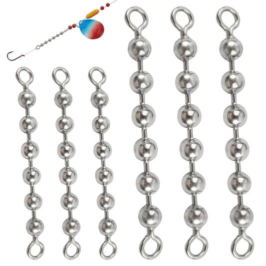 Fishing Bead Chain Swivels Stainless Steel Catfish Swivels Catfish Tackle Catfish Fishing Swivels High Speed Roller Swivels Chain Rig Fishing Tackle Gear for Freshwater Saltwater (4.5-60PCS)