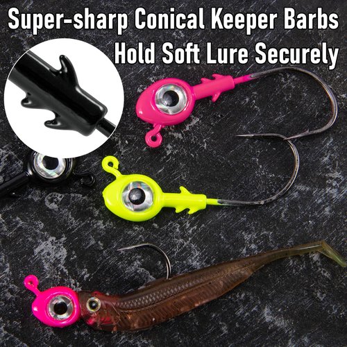 Dr.Fish 10 Pack Fishing Eyes Jigs 3D Eyes Trout Heads Bass Hook Saltwater Swimbait Jig Heads Freshwater Walleye Striper Walleye Striper 1/4oz Pink