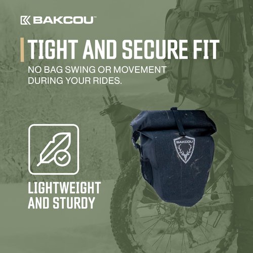 Bakcou - Pannier Bags - Set of 2 Waterproof, Lightweight, Sturdy, Anti-Puncture Canvas, Quick Release Clamps, Reflective Logo - 20L Capacity
