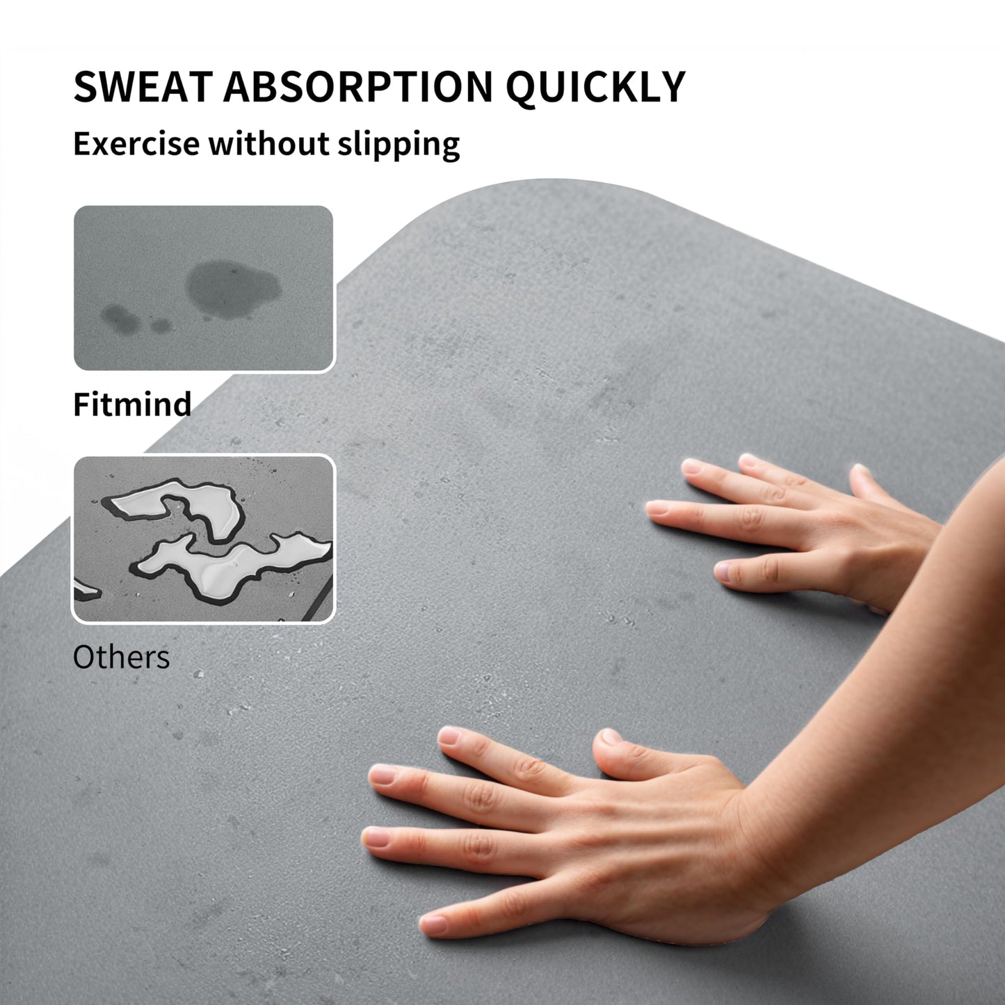 FITMIND Professional PU Rubber Yoga Mat, Double-Sided Non Slip Sweat Resistant Exercise Mat for Men Women, Comfortable Extra Long & Wide for Yoga, Pilates, Fitness, Home Gym, 72"×26.8"×0.18"(4.5mm)Thick